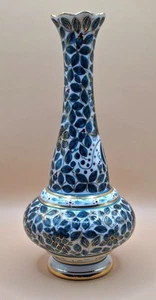 Traditionelle türkische handbemalte grün rot gold Blumen Langhals Flasche Vase 9" - Bild 1 von 21