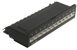 RED4POWER CAT.6a Patchpanel R4-N111S, 12-fach, schwarz - Bild 1 von 6