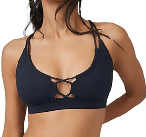 NEW FREE PEOPLE FP MOVEMENT BLACK RESILIENCE STRAPPY SPORTS BRA SZ M - Picture 1 of 9
