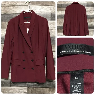Blazer para mujer White House Black Market doble botonadura 14 Windsor Wine Foto 1 de 4