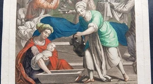stampa antica natività maria mezzotinto acquerello giovanni paolo lasinio 1830 - Picture 1 of 6