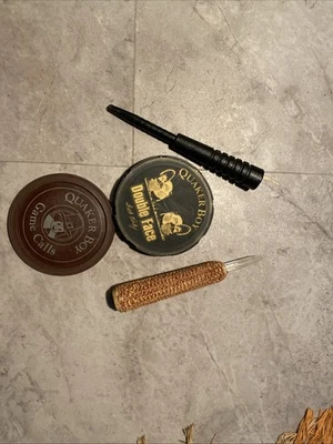1996 Quaker Boy Double Face Glass/Slate Friction Turkey Call W/2 Strikers NO RES - Image 1 of 4