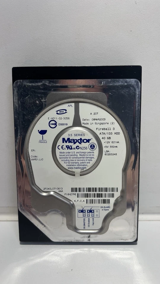 IDE Hard Disk Drive Maxtor Fireball 3 40GB Untested - Image 1 of 4