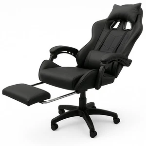 Sedia da Gaming Ecopelle Nero Seduta Reclinabile da Scrivania Ufficio Cameretta - Foto 1 di 7