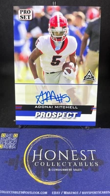 Adonai Mitchell AUTO (RC, AU) - 2022 Leaf Pro Set Rookie Autograph Blue #PSP-AM1 - Image 1 of 2
