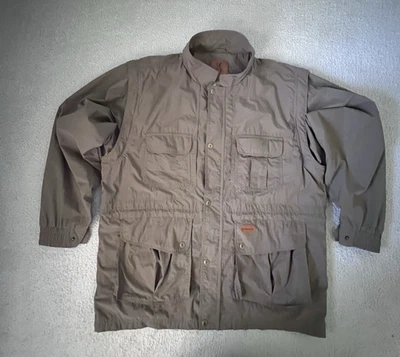 Chaqueta de campo Browning para hombre 2XL caqui marrón 100 % nailon cremallera completa con solapa Snap Storm Foto 1 de 4