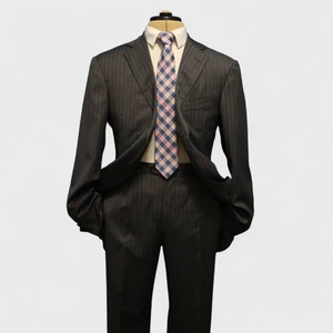 Ermenegildo Zegna 2 Pc Suit 40R Gray Pinstripe Traveller Microsphere Dual Vent - Picture 1 of 18