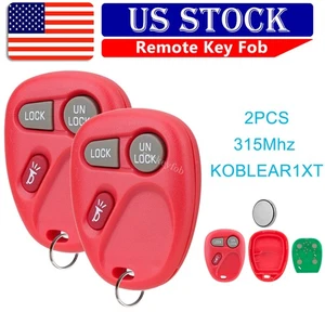 2 For 2001 2002 Chevrolet GMC Cadillac Remote Car Key Fob KOBLEAR1XT 15042968 - Picture 1 of 7
