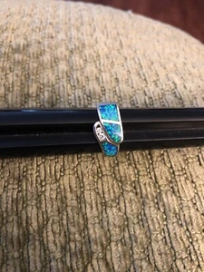 Sterling Opal CZ Ring Size 7.75 - Picture 1 of 10