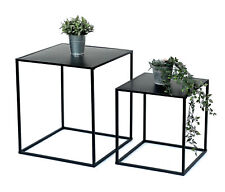 Couchtisch Schwarz Metall 2er Set Beistelltisch Wohnzimmer Tisch Beistelltisch