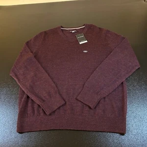 Van Heusen Merino Wool V-Neck Sweater Regular Fit Soft Burgundy Mens Large NWT - Picture 1 of 10