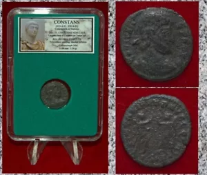 Moneda Antiguo Imperio Romano CONSTANS Dos Soldados y Estándar - Imagen 1 de 4