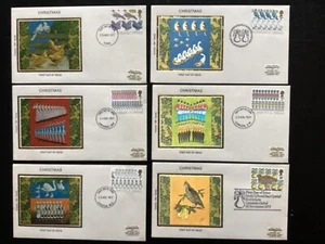 GB 1977 Christmas FDC x6, Colorano Silk, different special FDI pmks(GB2398) - Picture 1 of 1