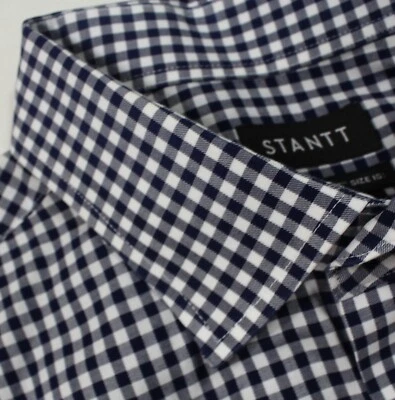 STANTT 18 37 MEN’S MOTT BLUE PLAID CLASSIC FIT SHIRT SPREAD COLLAR - Image 1 of 4