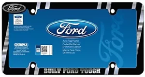 Ford Logo Dark Chrome Metal Auto License Plate Frame - Picture 1 of 1