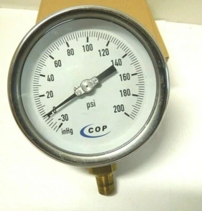 Estuche calibre 4" cara S/S 30-0-200 aspiradora 1/4" NPT tubo de latón y enchufe seco 321B1 - Imagen 1 de 3