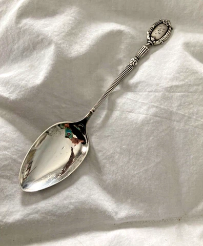 Antique Sterling LUNT SHERATON 1908 Teaspoon Mono ELEGANT! Cover