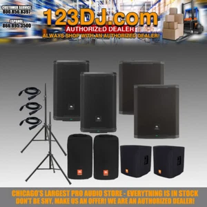 (2) JBL PRX912 and (2) JBL PRX918XLF with Covers and Stands Package - Picture 1 of 14