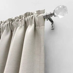 LUMI 3/4" Adjustable Single Curtain Rod Set with Decorative Faceted Crystal - Picture 1 of 4