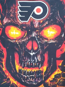 RARE Philadelphia Flyers Hockey Promo T-Shirt Lava Skull Glowing Eyes 3D NO TAG - Bild 1 von 6
