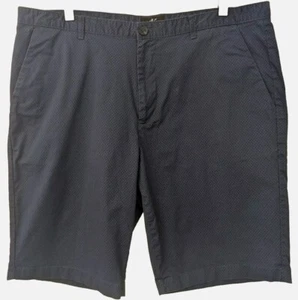 Calvin Klein Micro Print Cotton Shorts Men's 38 Blue Houndstooth Slash Pocket - Picture 1 of 8