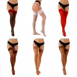 Aurellie Sheer Hold Ups Lace Top Stockings Thigh-Highs Hosiery - Picture 1 of 19