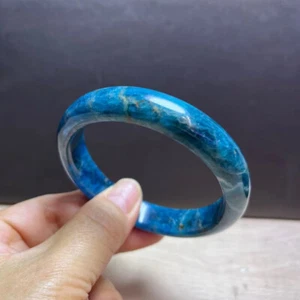 60mm Natural Gem quality Light Blue Apatite Crystal Bangle Bracelet Handmade - Picture 1 of 5