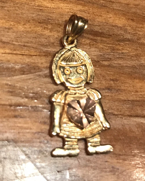 Estate vintage gold 14k charm Girl Rose Gold heart Love Beverly Hills - Image 1 of 1