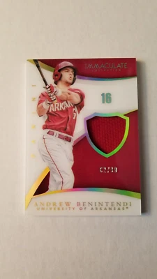 Andrew Benintendi 2015 Immaculate Collection Jersey 02/99 Arkansas #69 Yankees - Image 1 of 2
