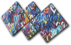 Colourful Pop Hearts Love Graffiti MULTI CANVAS WALL ART Picture Print - Picture 1 of 1