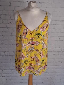 Womens Yellow Strap Printed Vest Top Size 10 - Picture 1 of 8