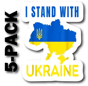 I STAND WITH UKRAINE STICKERS CAR TRUCK DECAL UKRAINIAN FLAG UKR 5.5-INCH 5-PACK - Bild 1 von 3