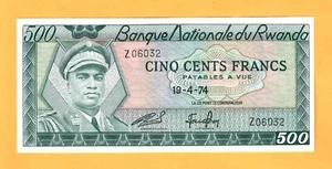 RWANDA-500 FRANCS-1974-PICK 11a-SERIAL NUMBER Z06032 , UNC . - Picture 1 of 2