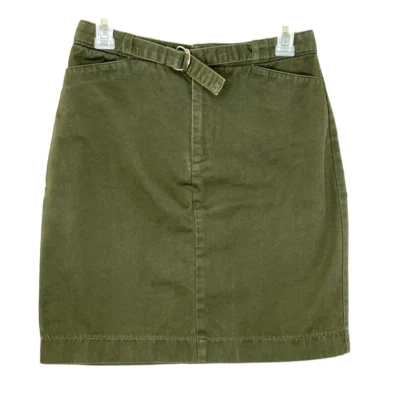 EUC миниатюрный изысканный женщин карандаш юбка Sz 4, передние карманы, Dk оливковый зеленый - Изображение 1 из 4