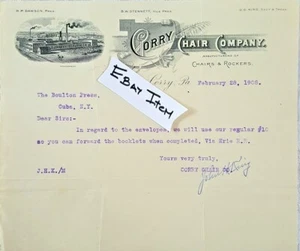 1908 Corry Pennsylvania. Corry Chair Company R.P. Dawson B.W. Stennett G.O. König - Bild 1 von 1