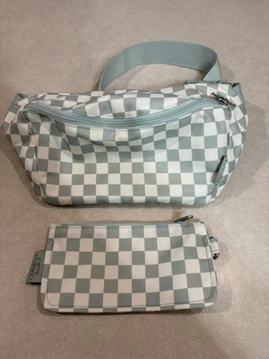 Canvelle LIMITED EDITION Classic Fanny Pack and Pouch in Mint/White Checkered - Image 1 of 4