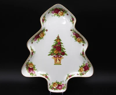 ROYAL ALBERT Bone China Old Country Roses Holiday Gitware Tree Shaped Dish - Image 1 of 4