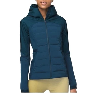 Lululemon Jacket Womens 2 Blue Down Hooded Insulated Activewear Full Zip Flaw - Picture 1 of 13