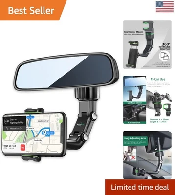 360° Rotating Rearview Mirror Phone Mount - Universal Holder for All Smartphones - Image 1 of 4