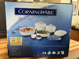 CorningWare Französisch Weiß Rund und Oval Backformen Set (12 Stück) 2003 Neu im Karton - Bild 1 von 6