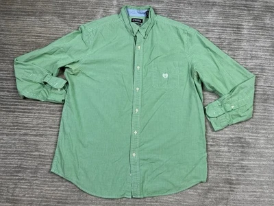 Chaps Shirt Mens Large Green Check Long Sleeve Button Up Cotton Blend - Image 1 of 4