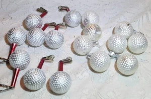 16 Golf Ball Christmas Ornaments White Silver Dimpled Hanging Decor - Picture 1 of 5