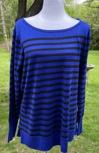 Mujer Talla 1X Rayas Azul Marino Negro Top Manga Larga Informal Carrera Nuevo con Etiquetas Pullover - Imagen 1 de 23