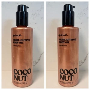 NEW Victorias Secret PINK Conditioning Coconut Highlighting Body Oil 8 fl oz SET - Picture 1 of 3