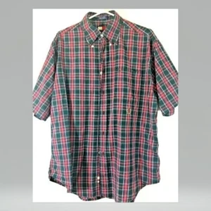TOMMY HILFIGER HERREN HEMD LARGE ROT GRÜN KARIERT KNOPFLEISTE S/S KOSTENLOSER VERSAND - Bild 1 von 4