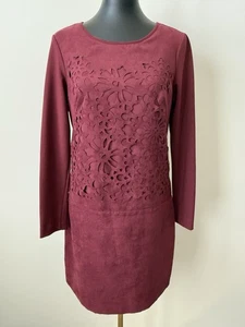Jessica Simpson Women's 6 Burgundy Faux Suede Dress Laser Cut Detail NWOT - Picture 1 of 13