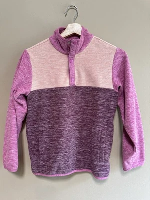 Hanna Andersson Heathered Polar Fleece Pullover Girls 140 cm Size 10 Pink Mauve - Image 1 of 4