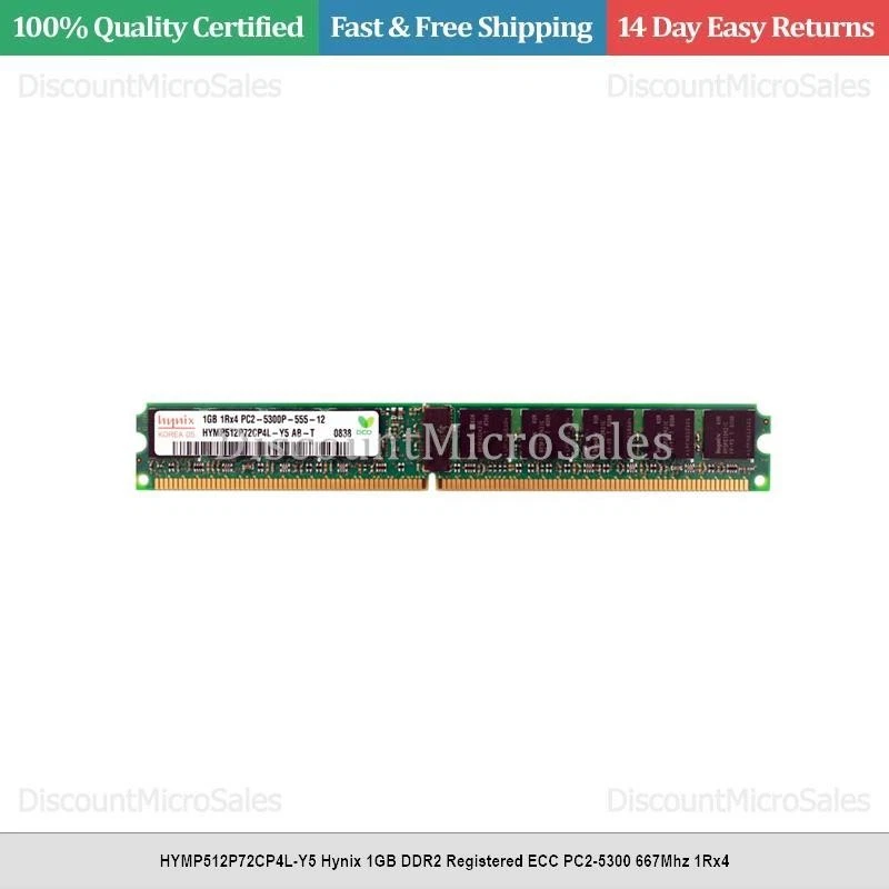 HYMP512P72CP4L-Y5 Hynix 1GB DDR2 Registered ECC PC2-5300 667Mhz 1Rx4 - Image 1 of 1