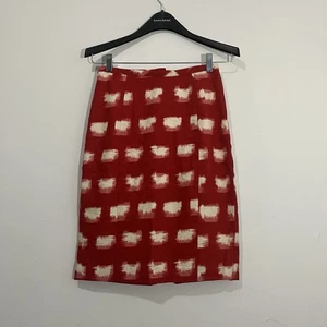 Anthropologie Corey Lynn Calter Ackee Pencil Skirt Red White Linen Blend Size 2 - Picture 1 of 16