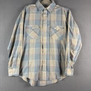 Vintage Levis Shirt Mens Large Blue Plaid Western Button Up Casual Retro Cowboy - Picture 1 of 7